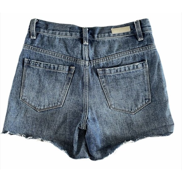 Blank NYC The Barrow Vintage High Rise Shorts Distressed Size 24 Medium Wash - Picture 3 of 10